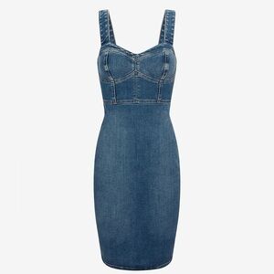 Sweetheart Neckline Corset Medium Denim Sheath Dress